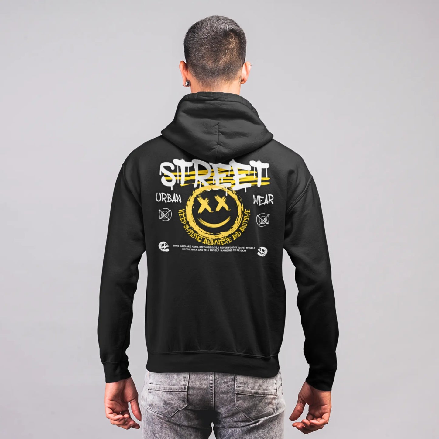 Street Urban Hoodie - Streetwear Smiley Face Sweatshirt