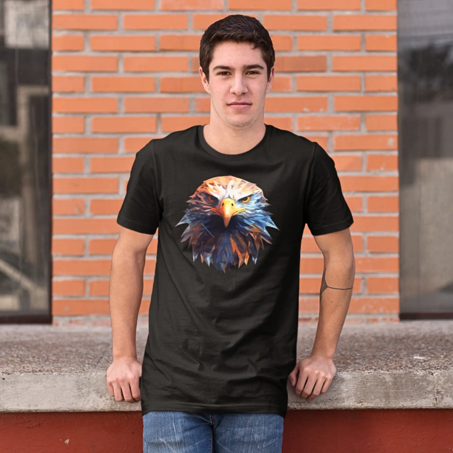 Majestic Eagle Geometric T-Shirt - Wildlife Print Tee