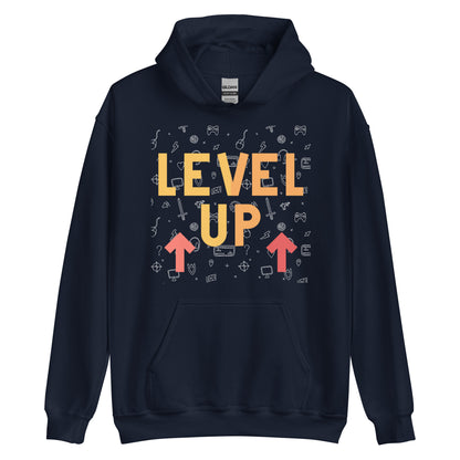 Level Up Gamer Print Hoodie - Retro Gaming Sweatshirt