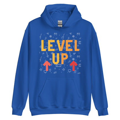 Level Up Gamer Print Hoodie - Retro Gaming Sweatshirt