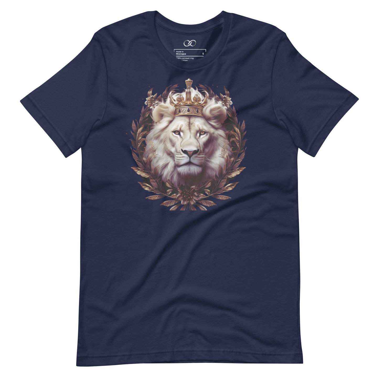 Crowned Lion Print T-Shirt - Majestic Animal King Tee